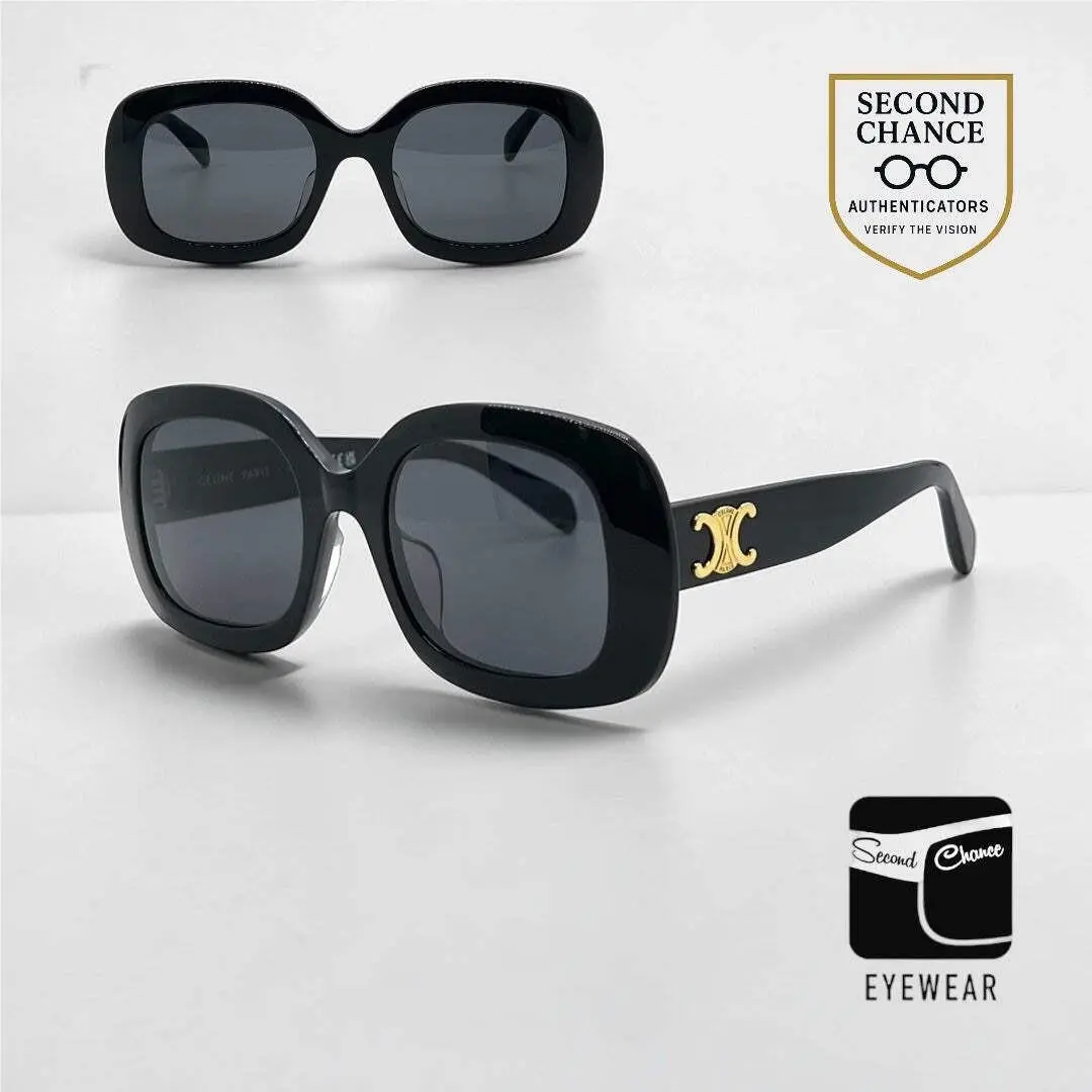 Triomphe CL40262U 01A Black Gold Sunglasses Deadstock Full Kit by Celine