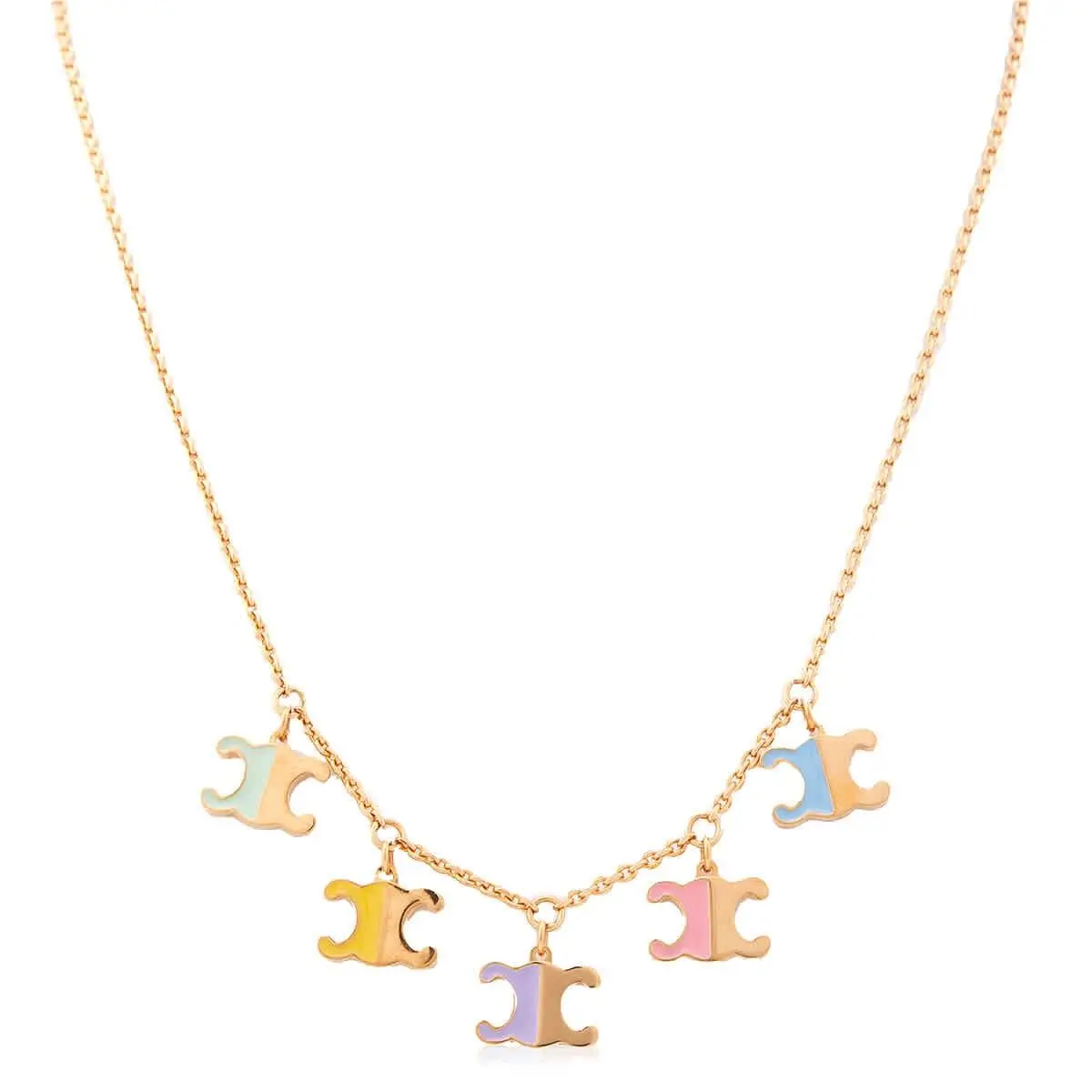 Multicolor Logo Charm Necklace by Celine