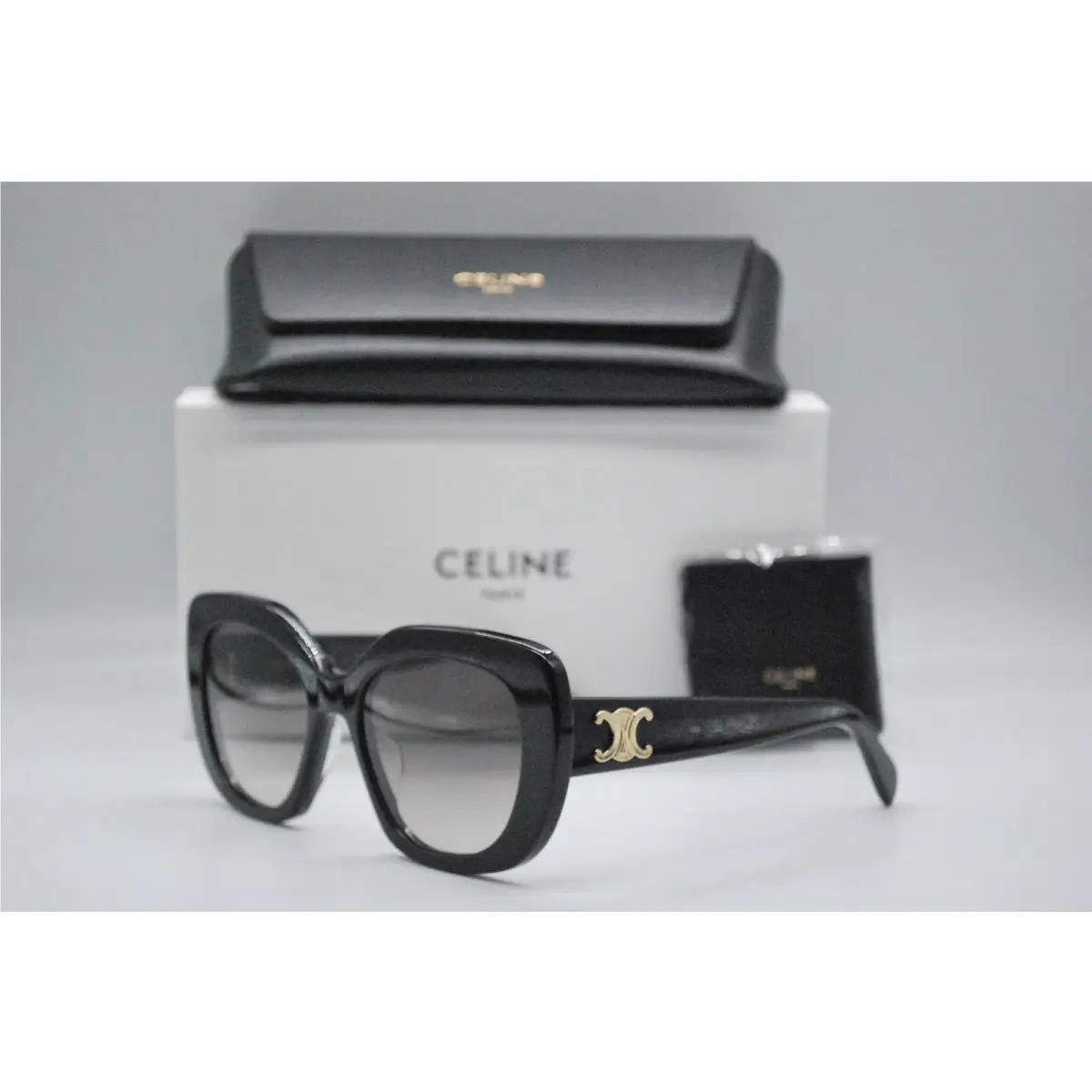 CL40226U 01F Shiny Black Grad Smoke Sunglasses Frame 55-19 by Celine
