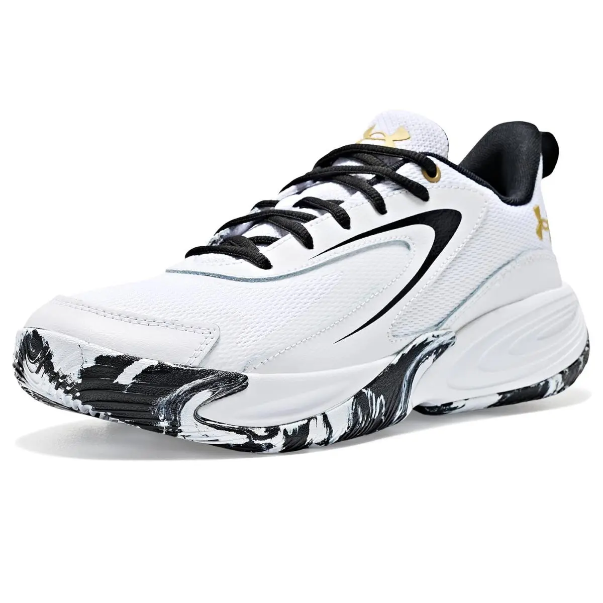 Unisex Sneakers Athletic Shoes  Lockdown 8 Basketball Shoes White/Black/Metallic Gold by Under Armour