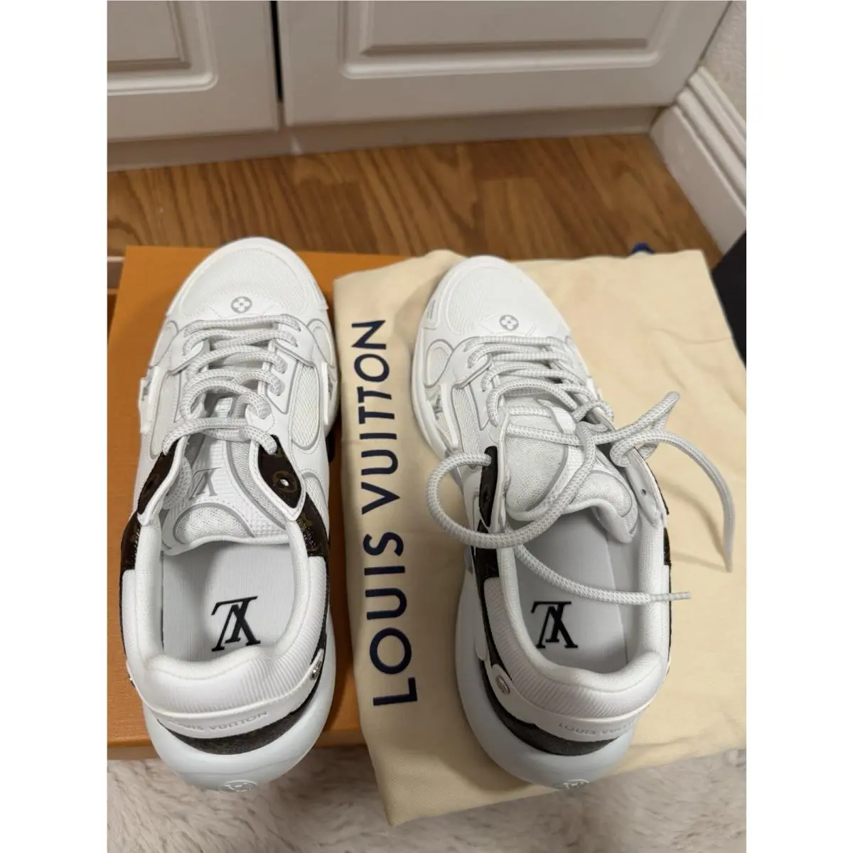 Louis Vuitton shoes - Louis Vuitton LV Olympia Sneaker - 1AH0EV - White, Brown, Gray 1