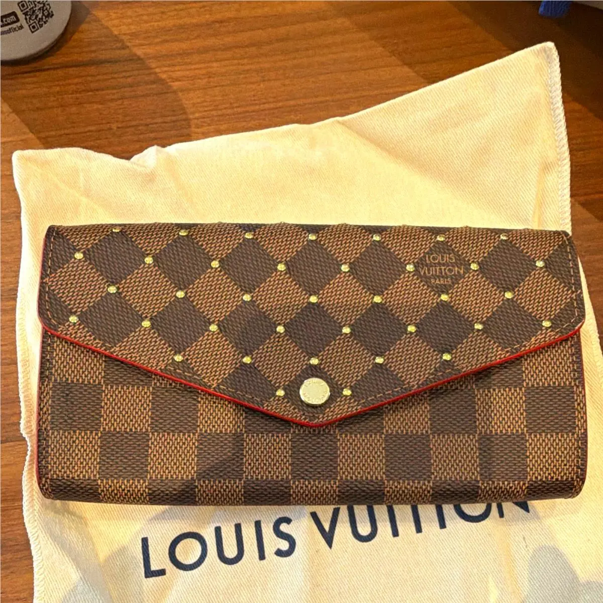 Louis Vuitton Women`s Brown Check Studded Brown pf Sarah Wallet