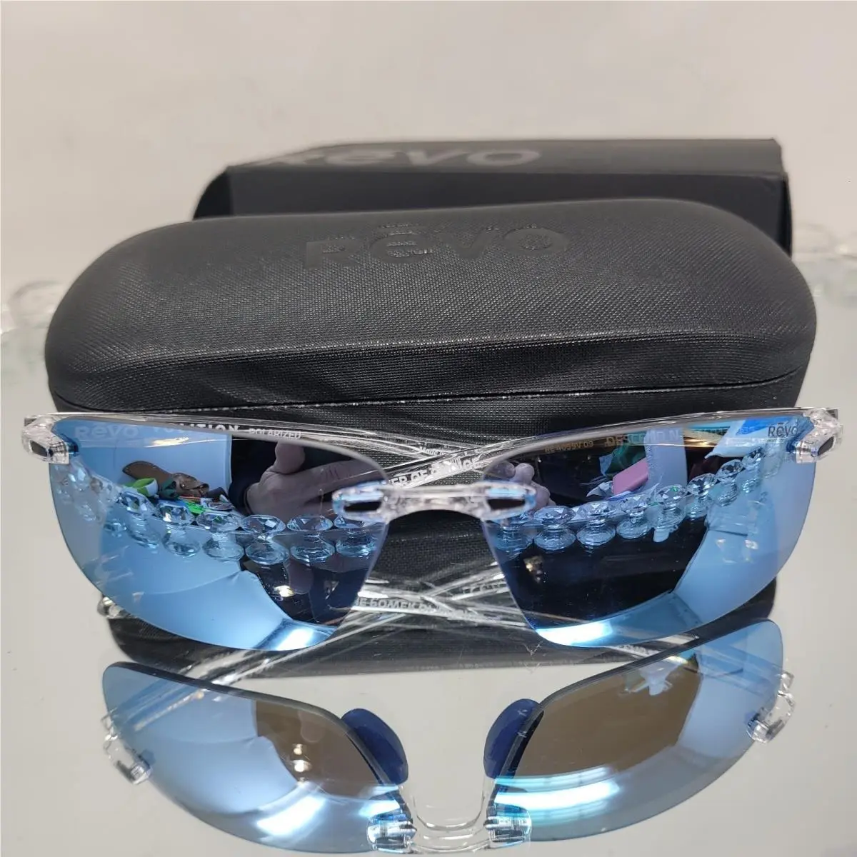 Descend N Volition Clear w Blue Polarized Lens Sunglasses by Revo