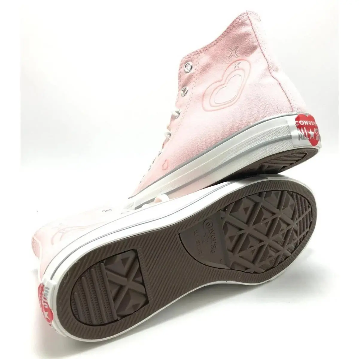 Converse shoes - Converse Chuck Taylor All Star Hi - Soft Pink / Multi Hearts / Metallic Silver Pinstripe 5