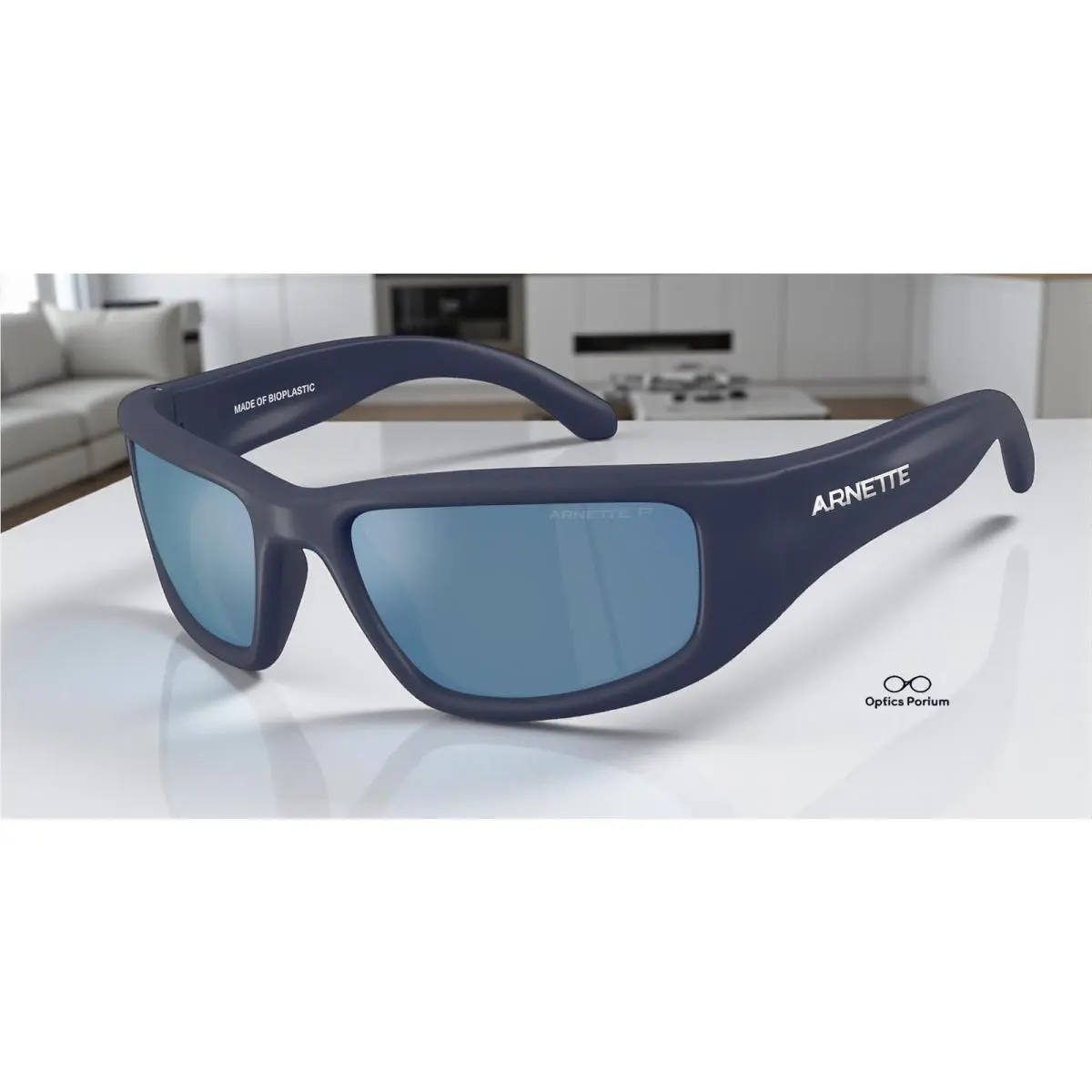 AN4358 275922 Zyme Rubber Blue Grey Mirror Polarized 58mm Men Sunglasses by Arnette