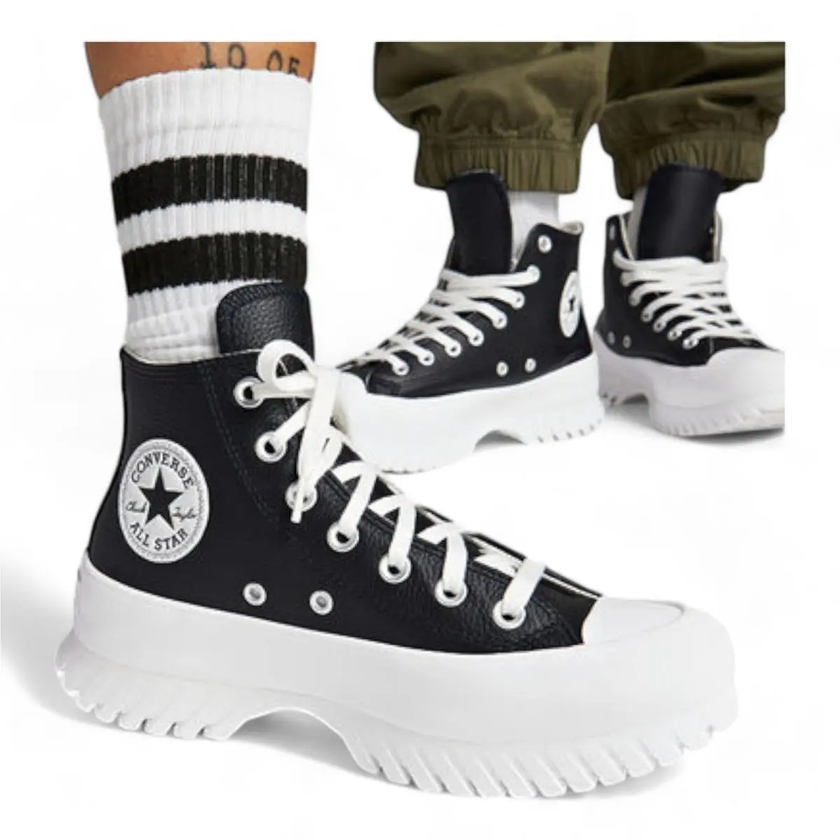 Converse shoes - Chuck Taylor All Star Lugged 2.0 Leather Sneaker Shoes - Black / White (UPC: 194433810135) 6