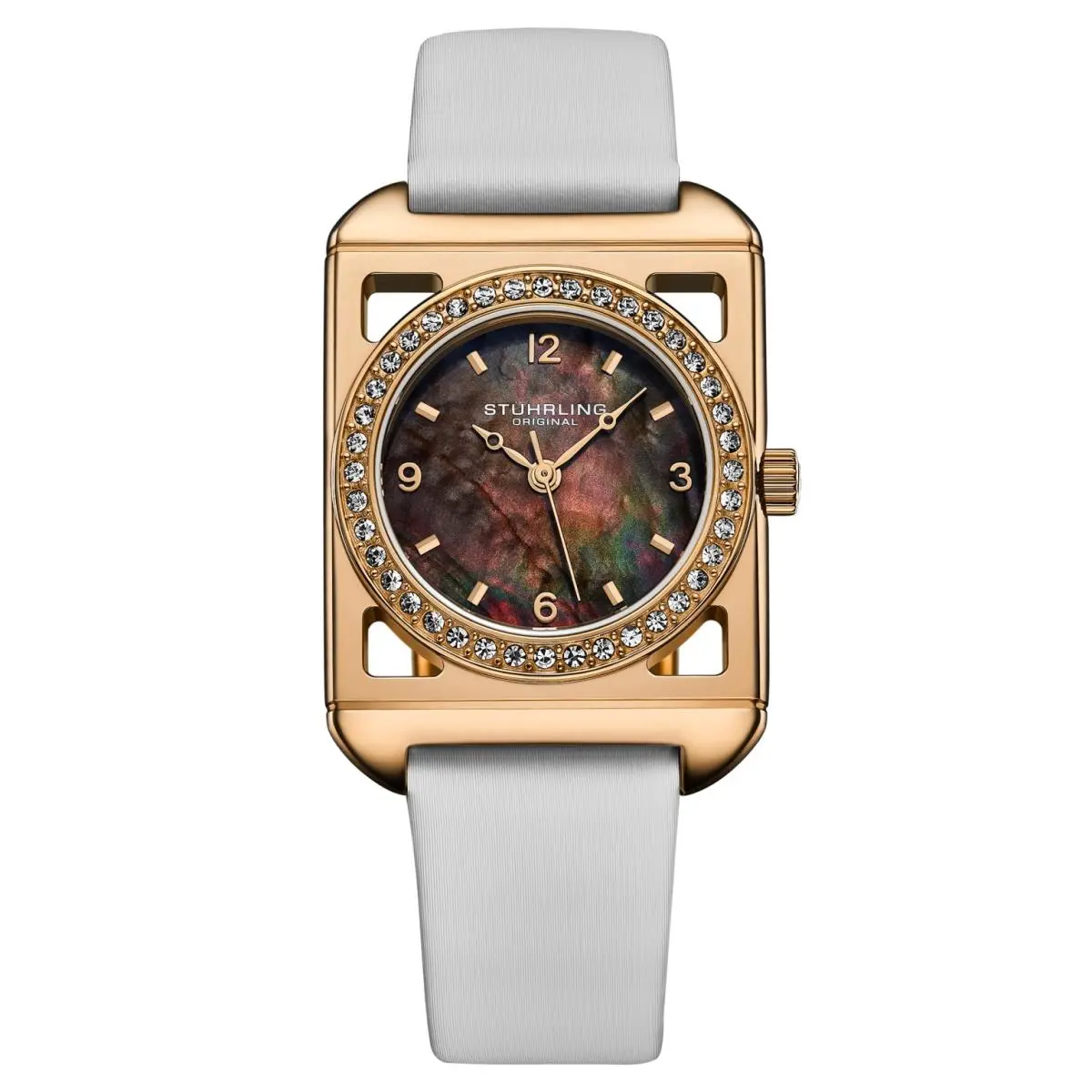 Stuhrling 4093 3 Quartz Classic Brown Mother of Pearl White Leather Womens Watch by Stührling