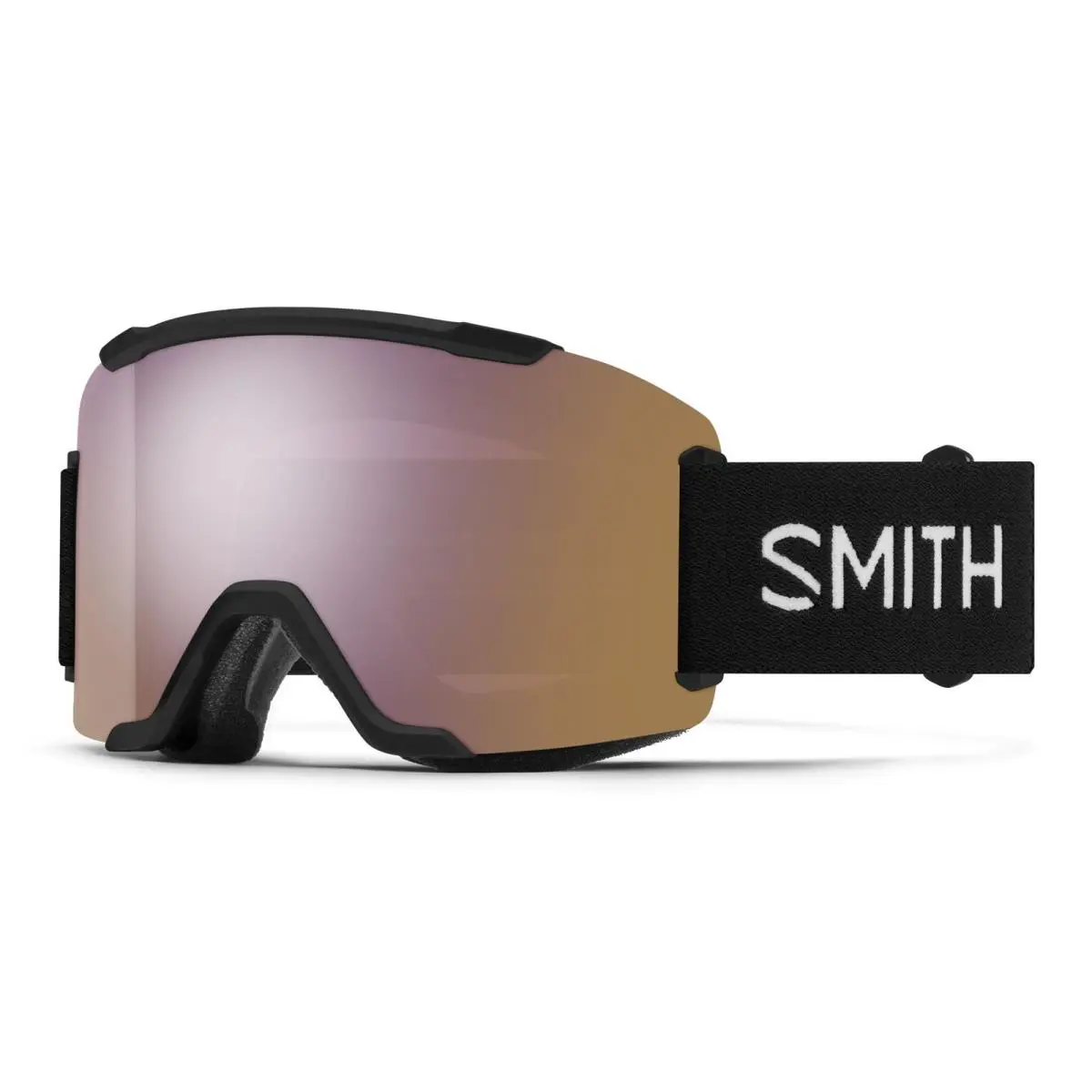 Smith Squad Snow Goggles Black Frame Chromapop Everyday Rose Gold Mirror Lens by Smith Optics