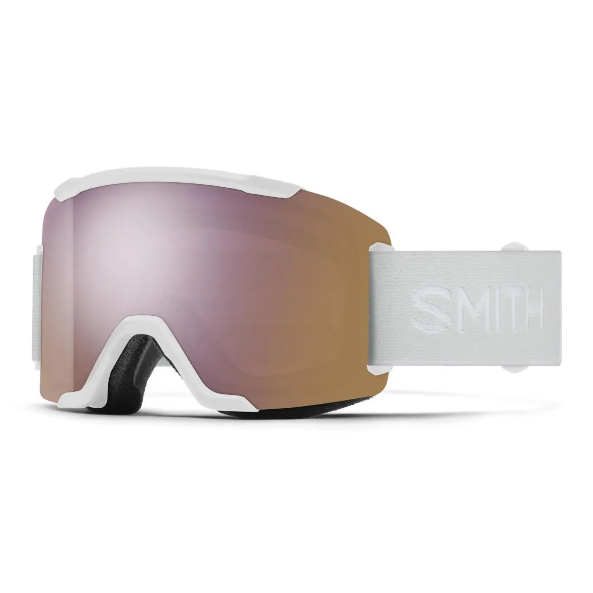 Smith Squad Snow Goggles White Vapor Frame Chromapop Everyday Rose Gold Mirror by Smith Optics