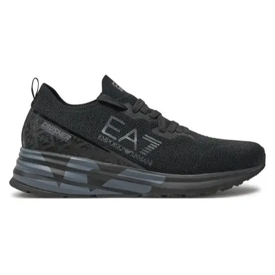 EA7  Mens Crusher Distance Knit Running Shoes Black Sneakers by Emporio Armani