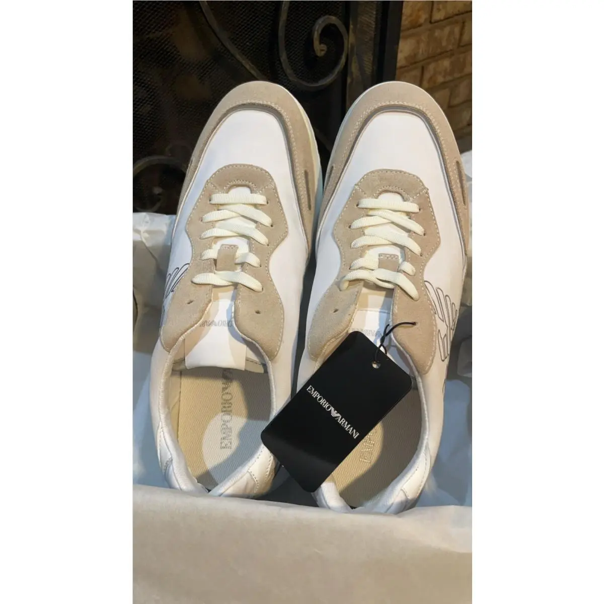 Emporio Armani shoes - Emporio Armani EA7 Men`s Running Shoes - X4X533 HO030 N373 - BEIGE / WHITE 0