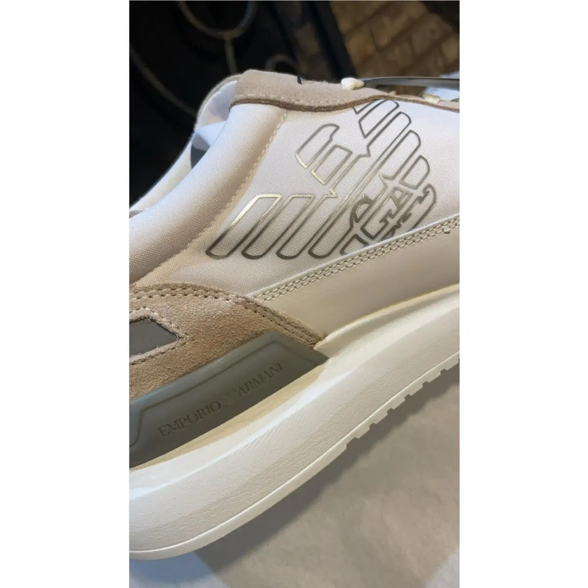 Emporio Armani shoes - Emporio Armani EA7 Men`s Running Shoes - X4X533 HO030 N373 - BEIGE / WHITE 2