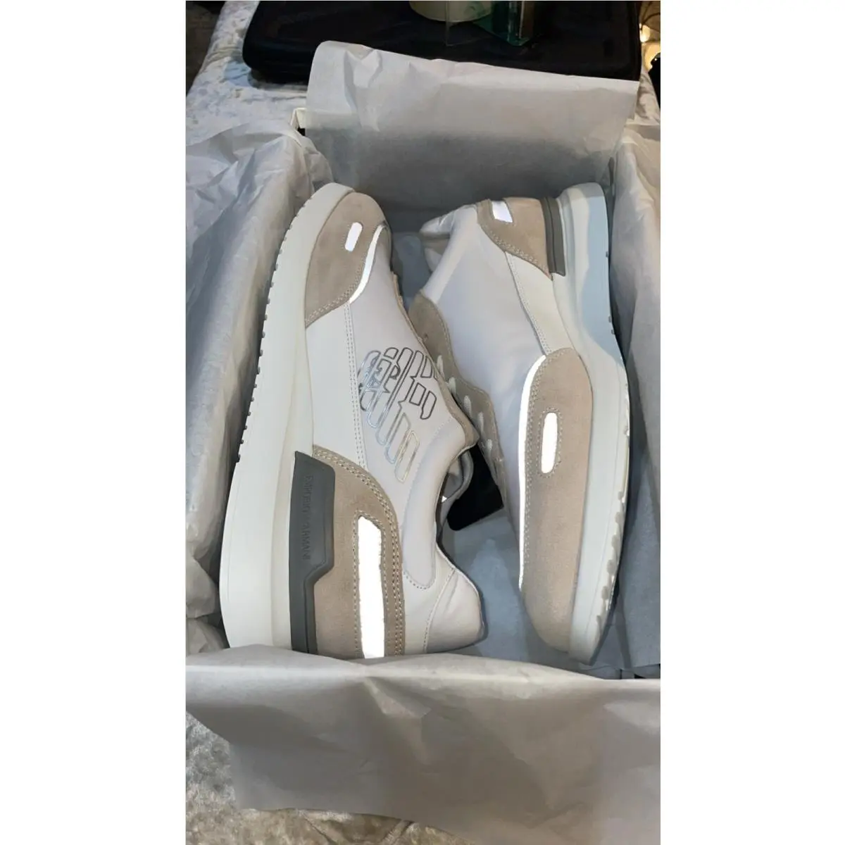Emporio Armani shoes - Emporio Armani EA7 Men`s Running Shoes - X4X533 HO030 N373 - BEIGE / WHITE 6