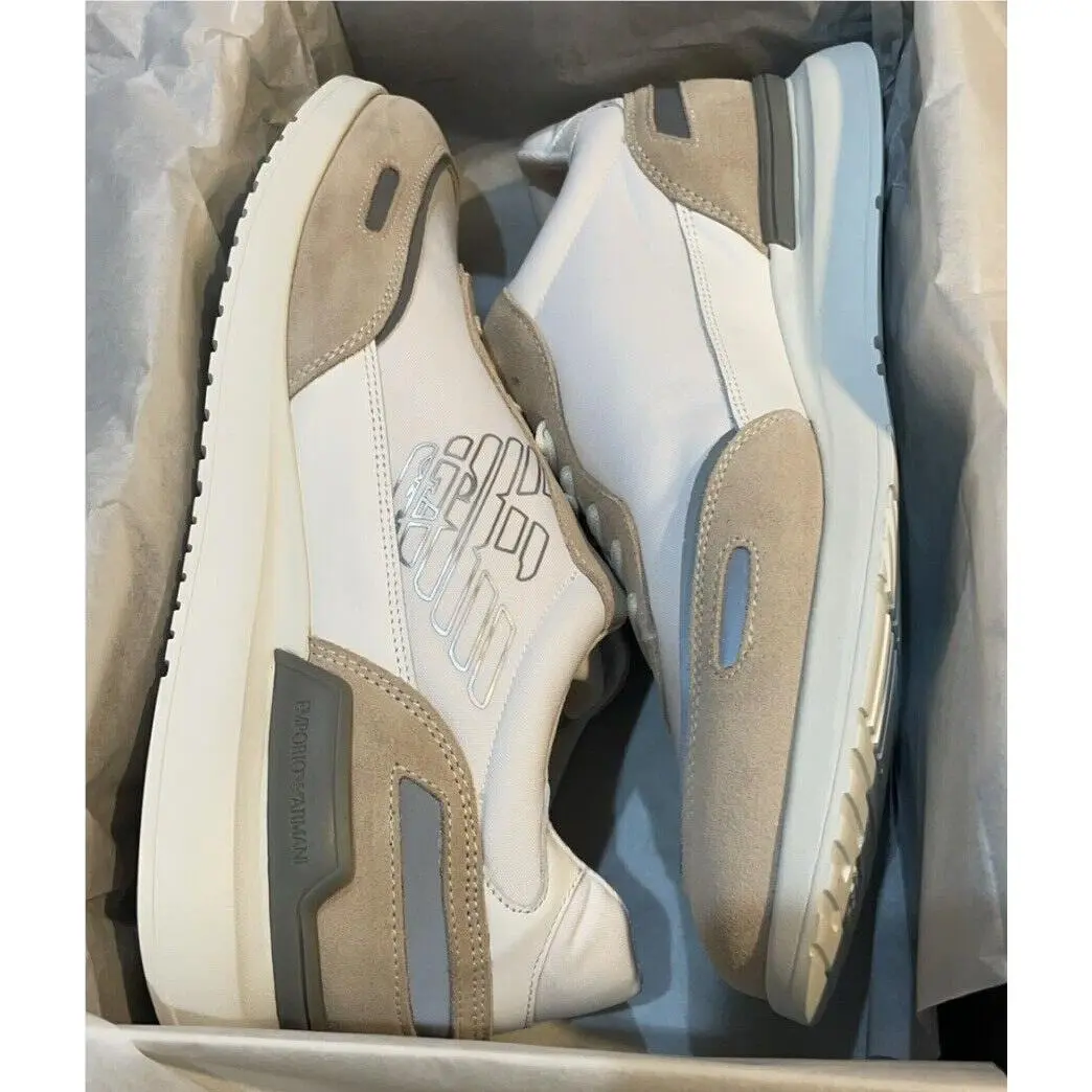 Emporio Armani shoes - Emporio Armani EA7 Men`s Running Shoes - X4X533 HO030 N373 - BEIGE / WHITE 9