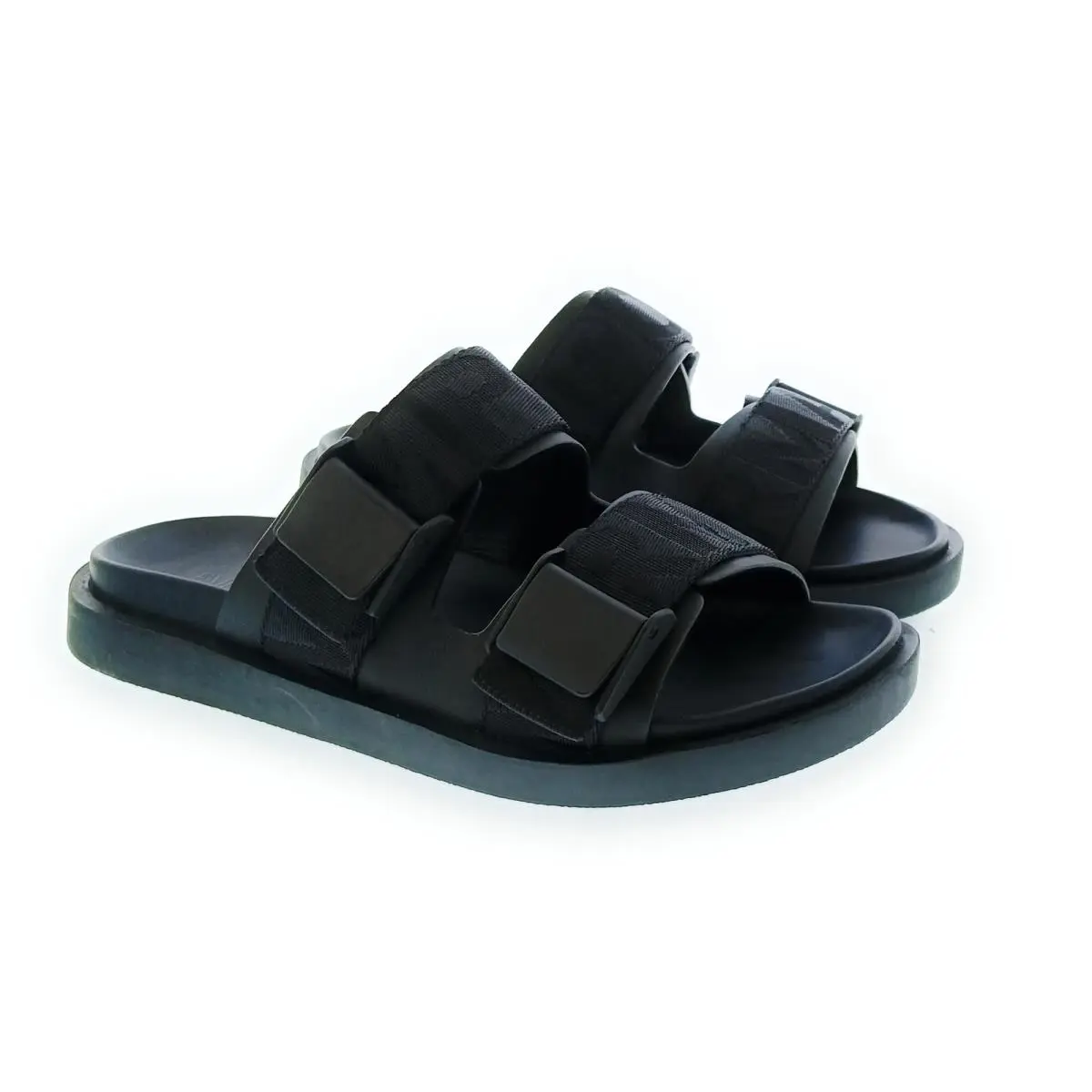 Men`s Black Double-strap Logo Sport Sandals by Emporio Armani