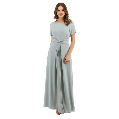 Chiffon Silk Seafoam Green Short Sleeve Gown by Emporio Armani