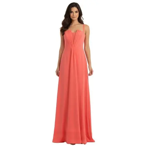 Coral Pleated Bodice Floor-length Evening Gown by Emporio Armani