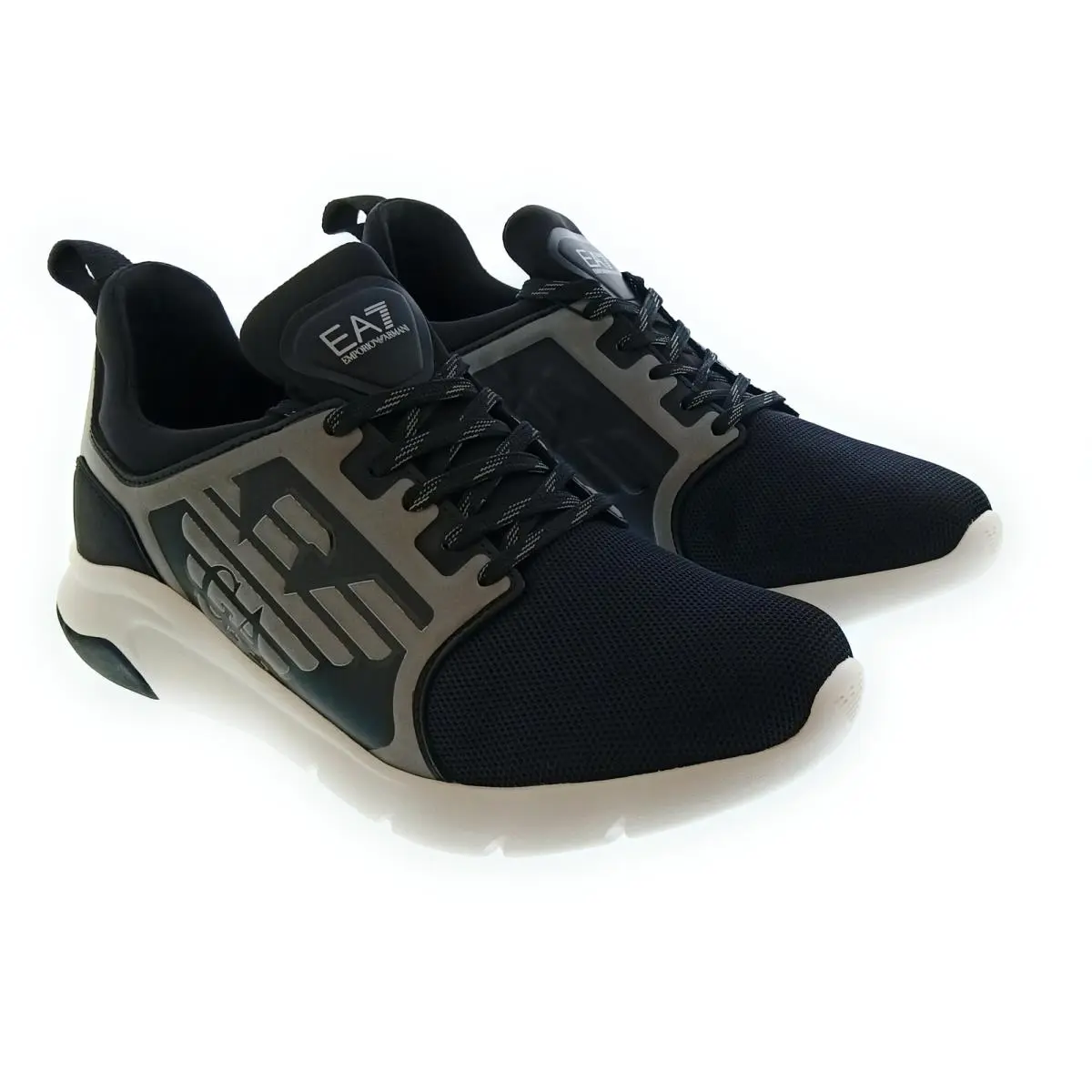 Women`s Black Grey Logo Runner Sneakers-8.5 by Emporio Armani