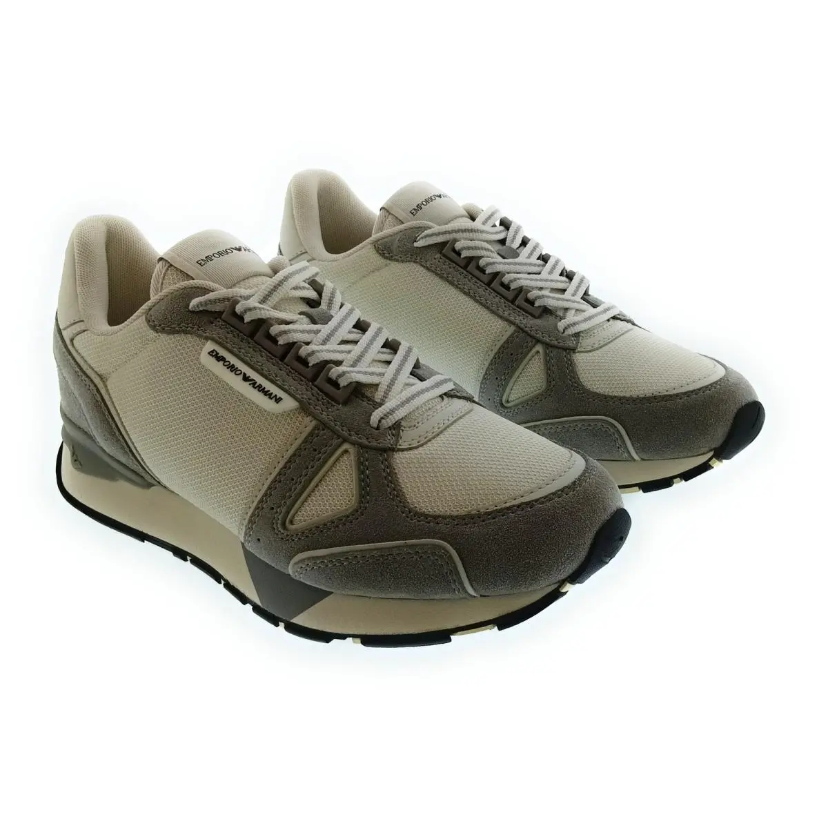 Men`s Black Mixed-material Retro Runner Sneakers-8 by Emporio Armani
