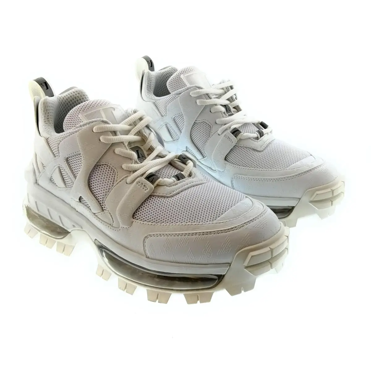 Men`s White Mixed-material Chunky Trail Sneakers-10 by Emporio Armani