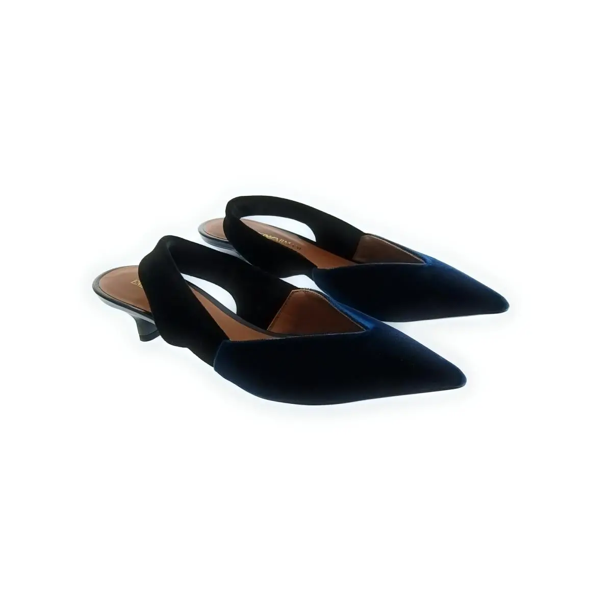 Women`s Teal Velvet Slingback Pumps-6.5 by Emporio Armani
