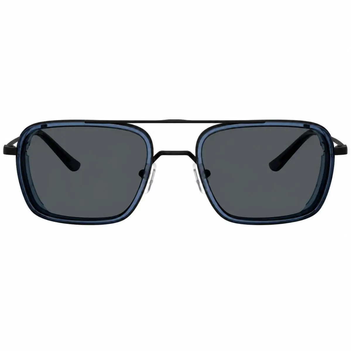 EA 2162 300180 Matte Black Metal Square Sunglasses Blue Lens by Emporio Armani