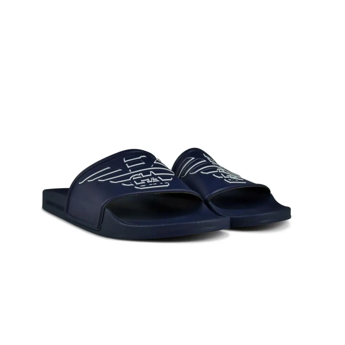 Logo Pool Slides Sandals Slippers Navy US 9 by Emporio Armani