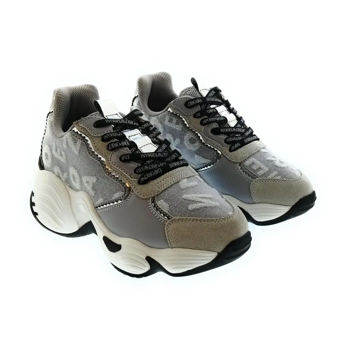 Women`s Grey Chunky Logo Sneakers-6.5 by Emporio Armani