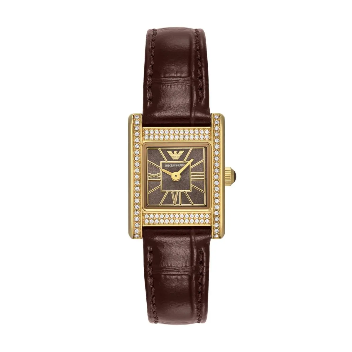 Women`s Two-hand Brown Leather Watch Model: AR11705 by Emporio Armani