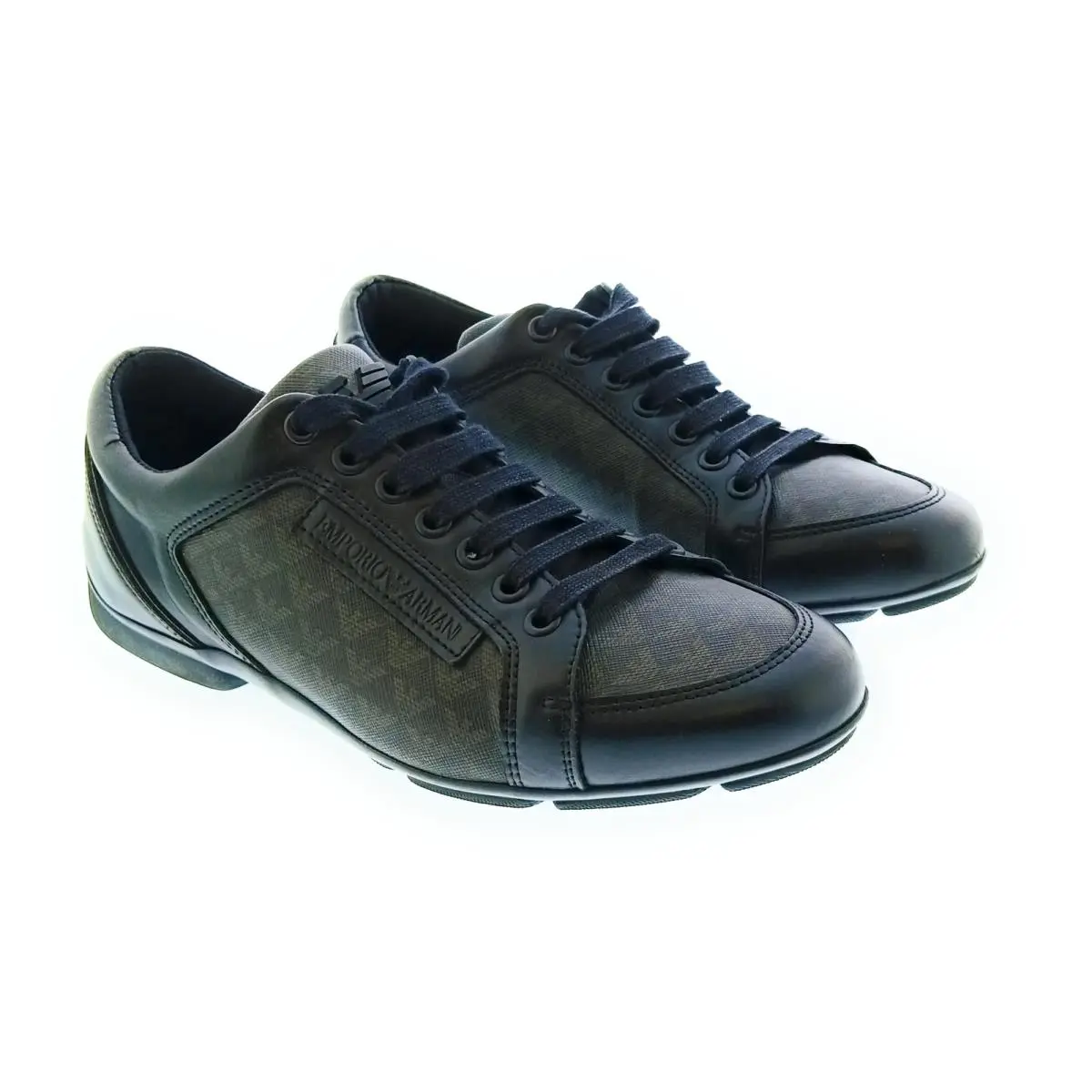 Men`s Black Monogram Panel Low-top Sneakers-5 by Emporio Armani