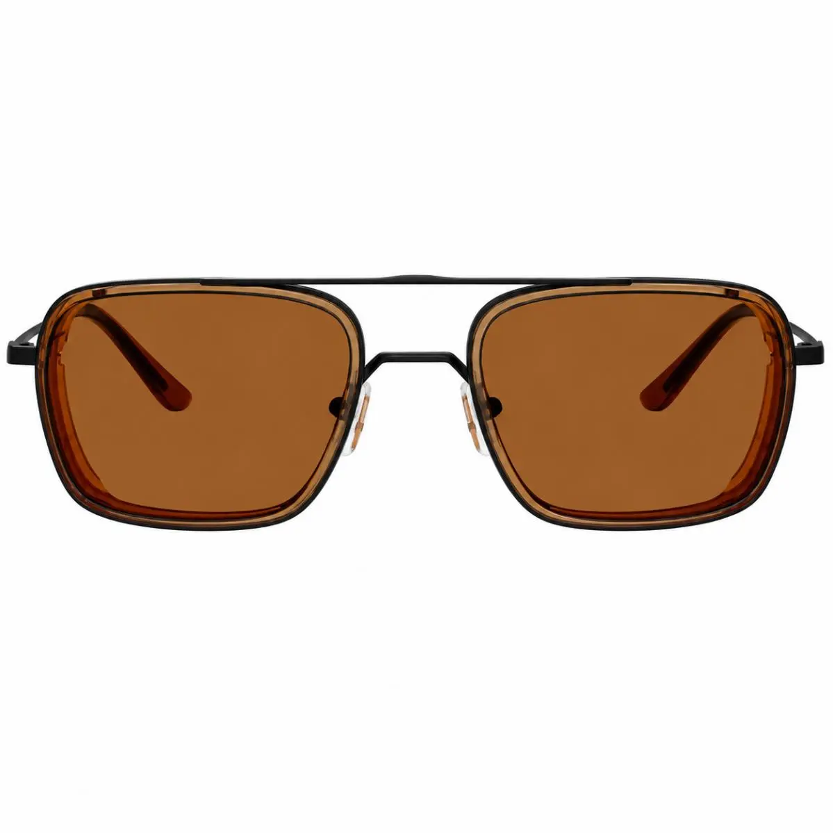 EA 2162 300163 Matte Black Metal Square Sunglasses Brown Lens by Emporio Armani