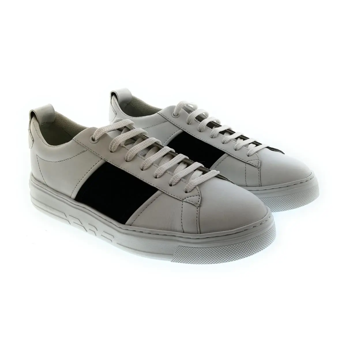 Men`s White Black Contrast-panel Low-top Sneakers-10 by Emporio Armani