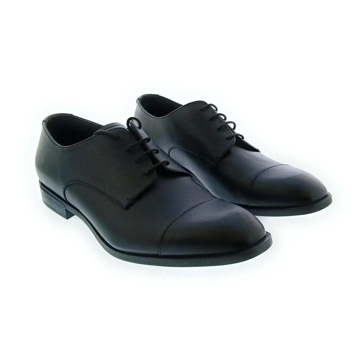 Men`s Black Leather Cap-toe Oxford Dress Shoes-11 by Emporio Armani
