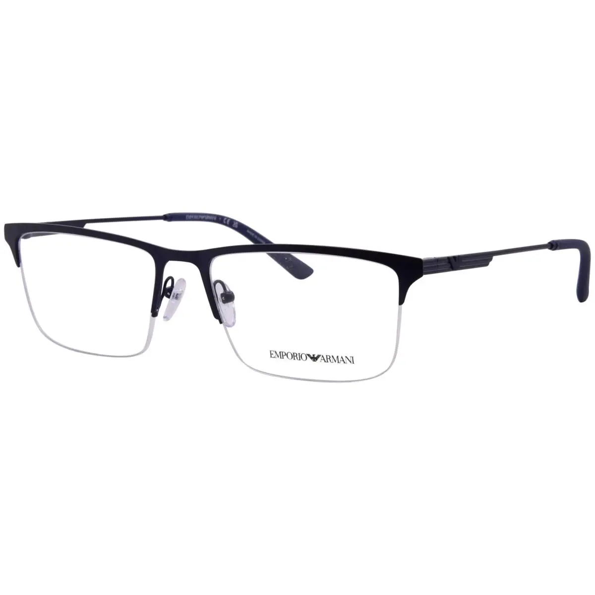 EA1177 3424 Eyeglasses Frame Men`s Metal Blue Semi Rim 57mm by Emporio Armani