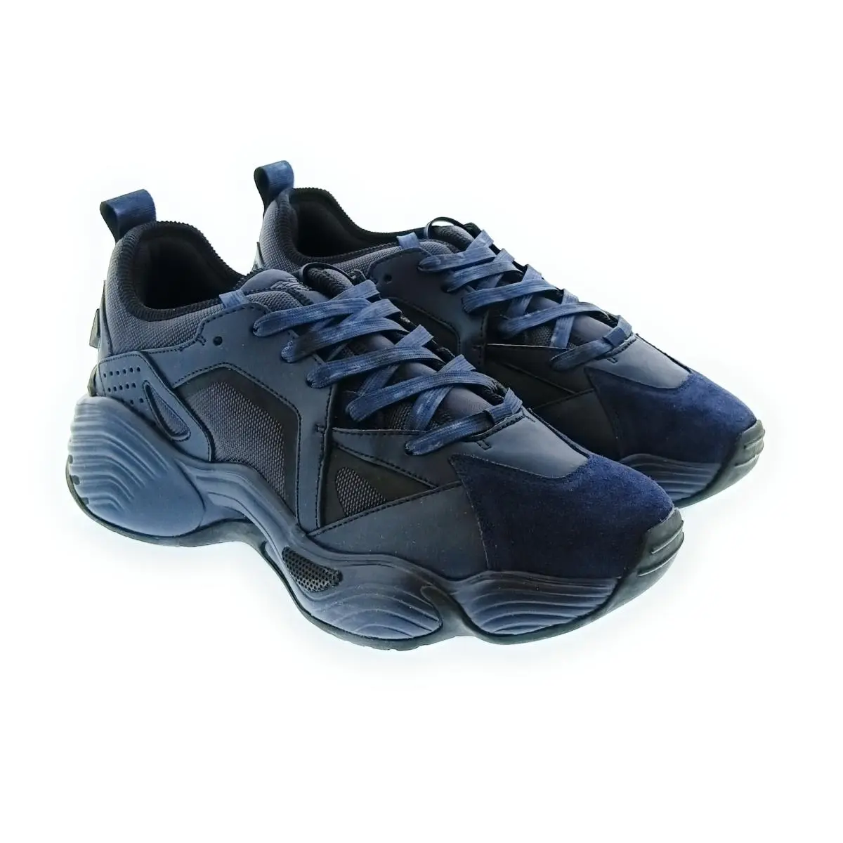Men`s Blue Green Mixed-material Chunky Sneakers-10 by Emporio Armani
