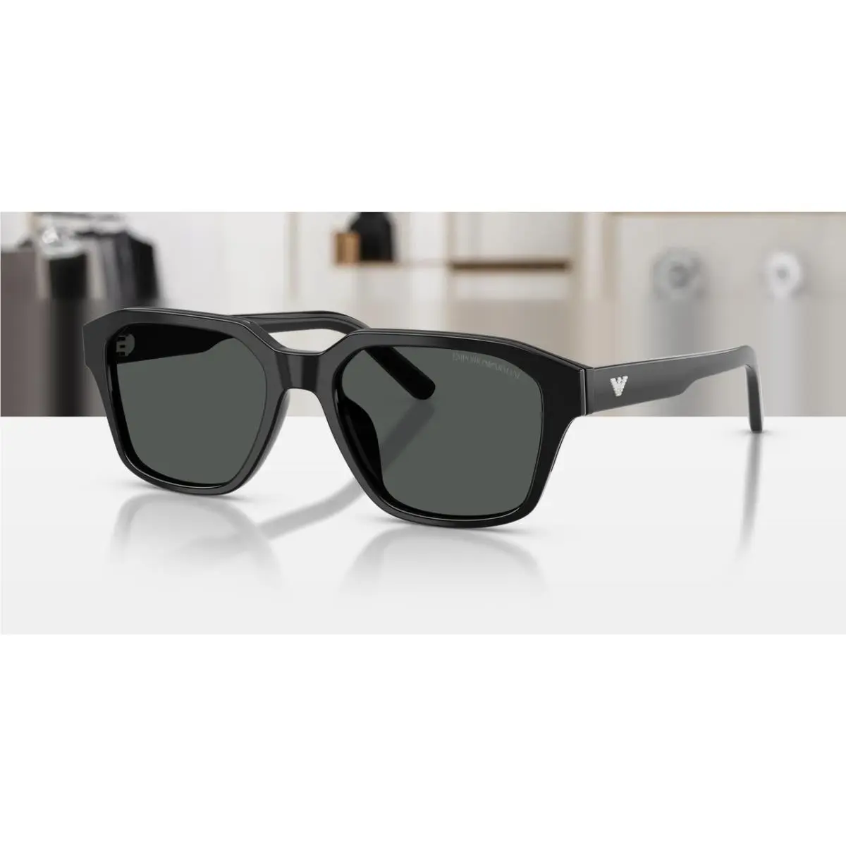 EA4283U 501787 Shiny Black Dark Grey Men`s 53 mm Sunglasses by Emporio Armani