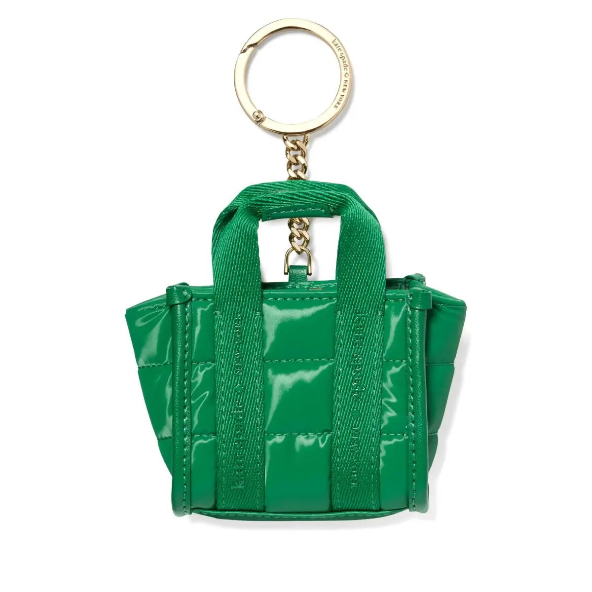 New  Kip Puffy Micro Bag Charm Key Fob Keychain Quilted Green Bean by Kate Spade