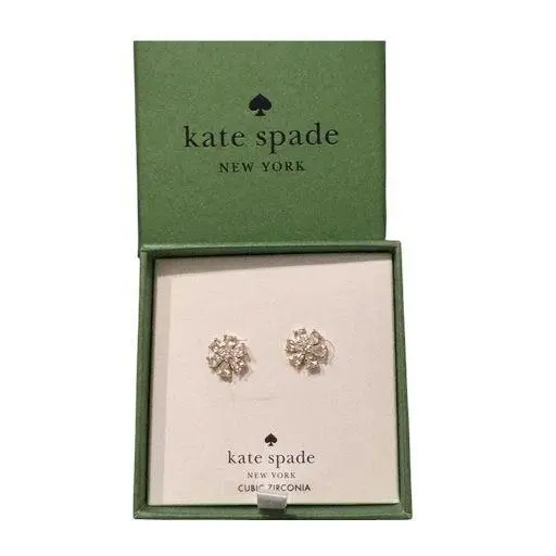 Always Sparkle Clear Gold Cubic Zirconia Flower Stud Earrings by Kate Spade