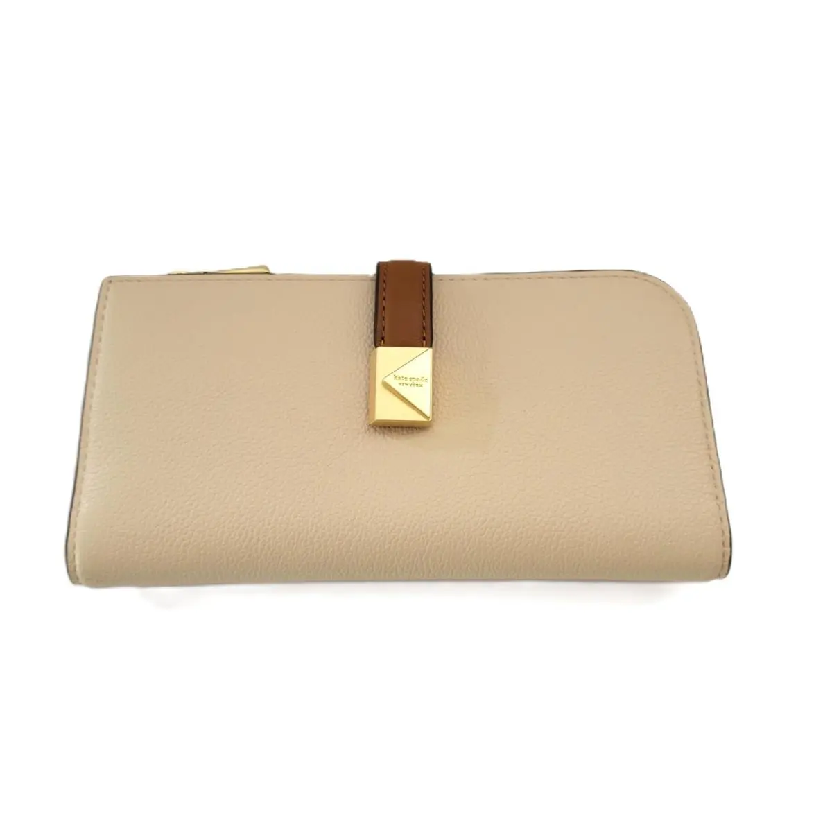 Kate Spade KJ692 Deco Colorblocked Pebbled Leather Zip Slim Wallet Milk Glass