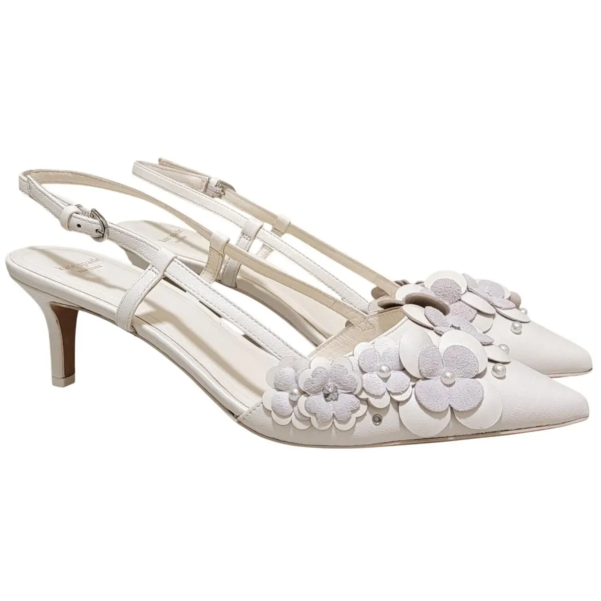 Women Flower Garden Slingback Pump Heels Size US 9.5B Cashew Beige by Kate Spade