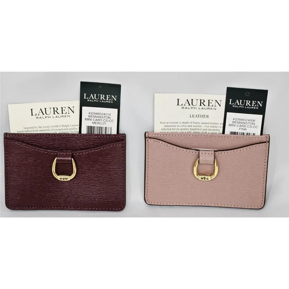 Ralph Lauren Bennington Mini Leather Card Cases Merlot Pink