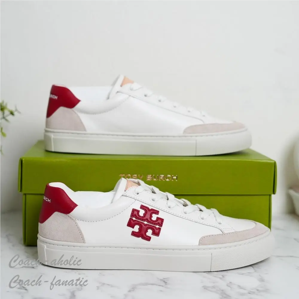 Tory Burch shoes - Tory Burch Color Block Signature T-Logo - 161131 - Snow White/Tory Red/Calcare 0