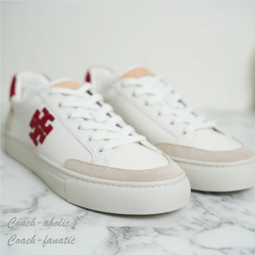 Tory Burch shoes - Tory Burch Color Block Signature T-Logo - 161131 - Snow White/Tory Red/Calcare 2