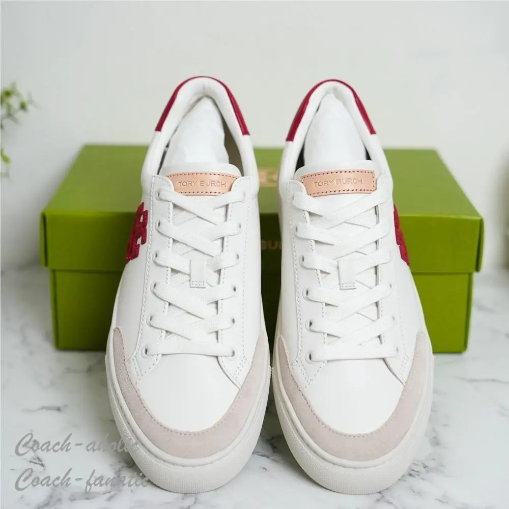 Tory Burch shoes - Tory Burch Color Block Signature T-Logo - 161131 - Snow White/Tory Red/Calcare 4