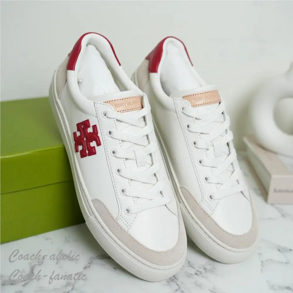 Tory Burch shoes - Tory Burch Color Block Signature T-Logo - 161131 - Snow White/Tory Red/Calcare 9