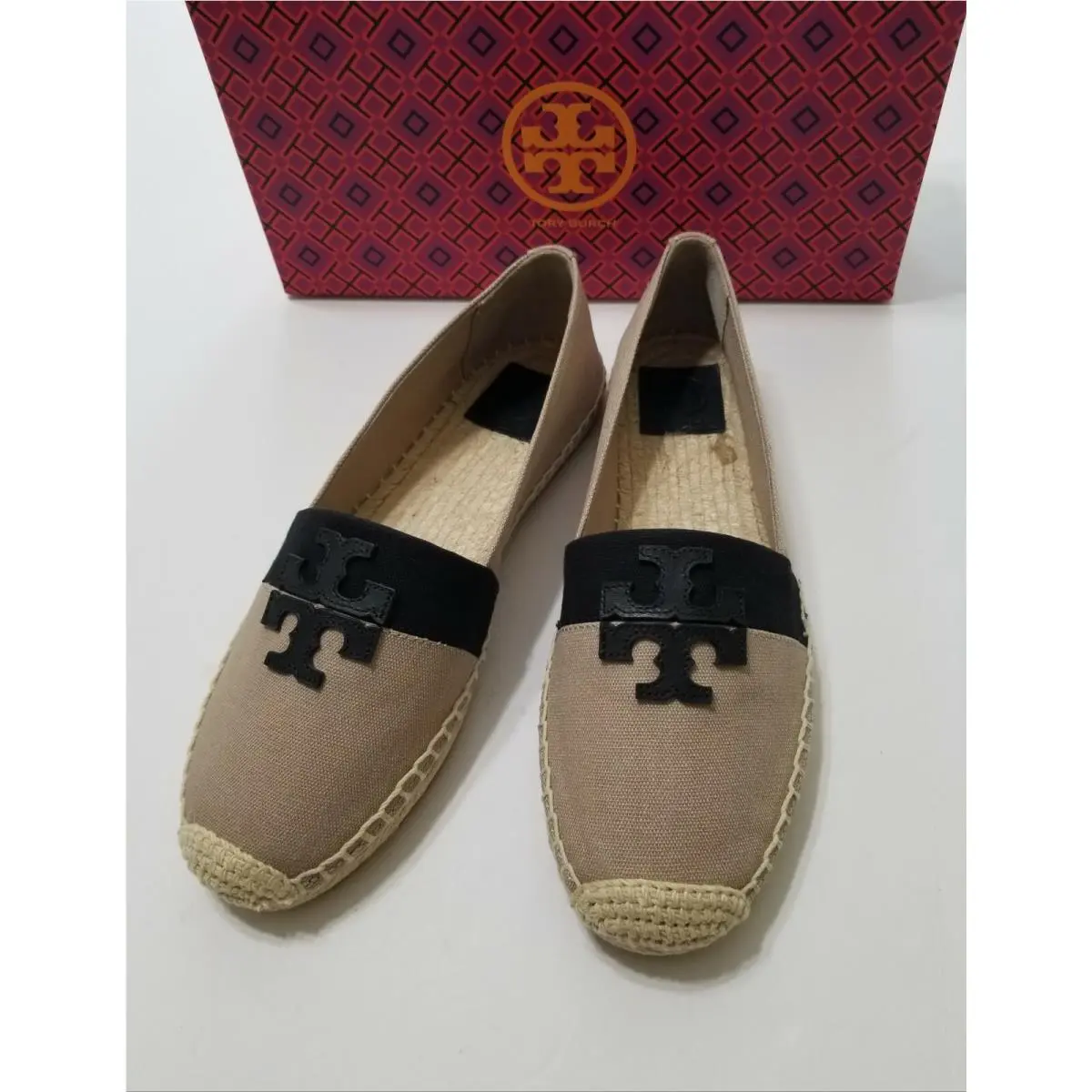 Tory Burch shoes - Tory Burch Weston Flat Espadrille - 40034 - Natural-Black/Black 14