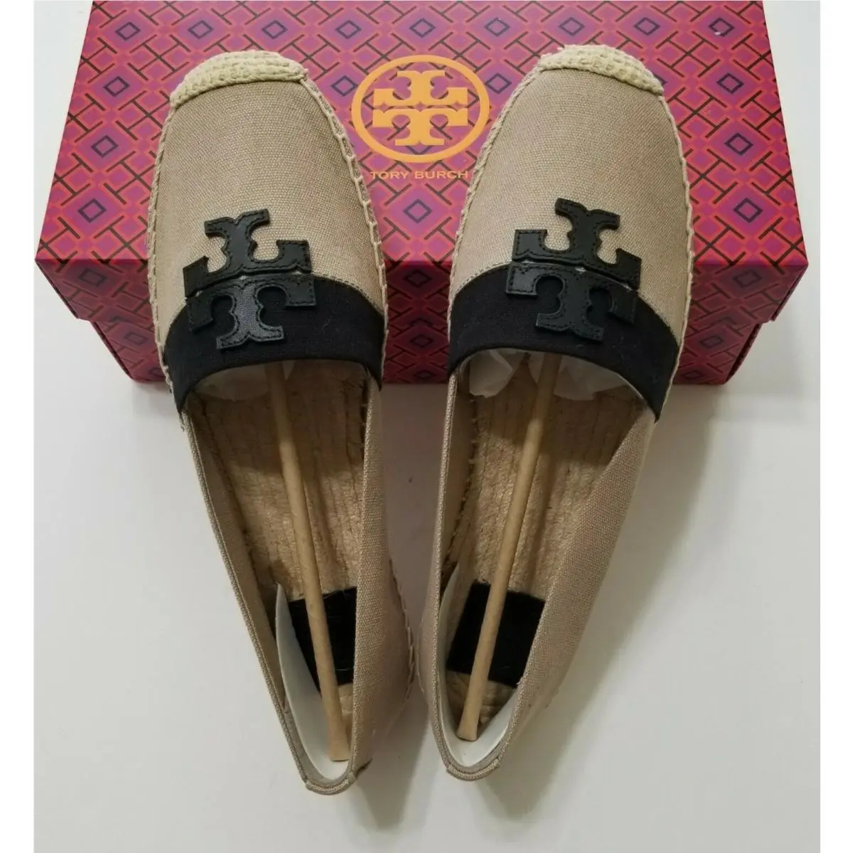 Tory Burch shoes - Tory Burch Weston Flat Espadrille - 40034 - Natural-Black/Black 22