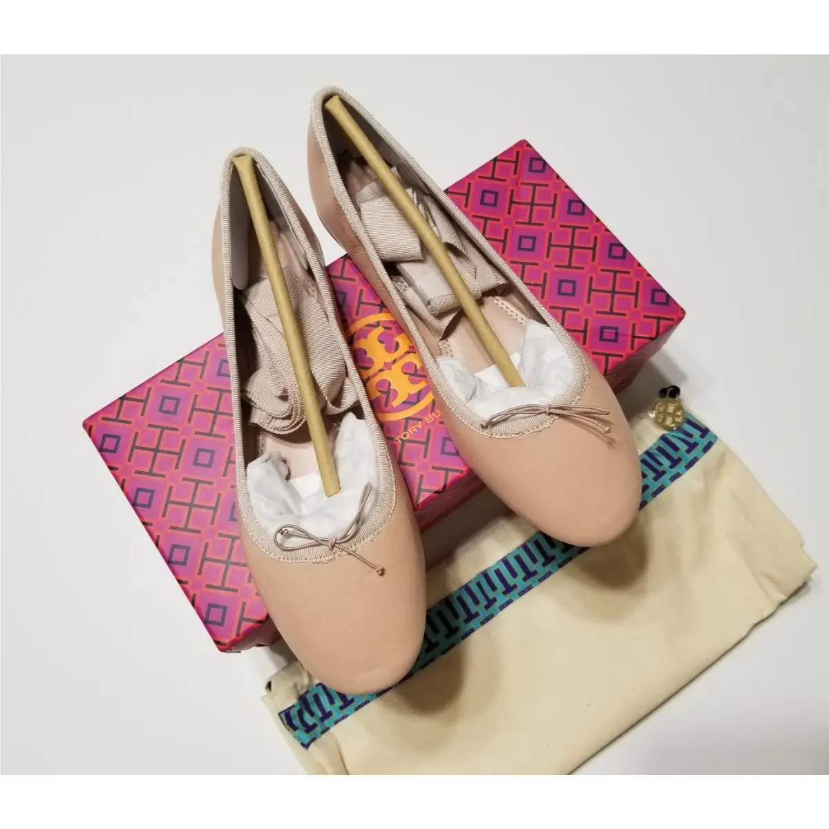 Tory Burch shoes - Tory Burch Elodie Lace Up Ballet Flat - 49155 - Goan Sand 0