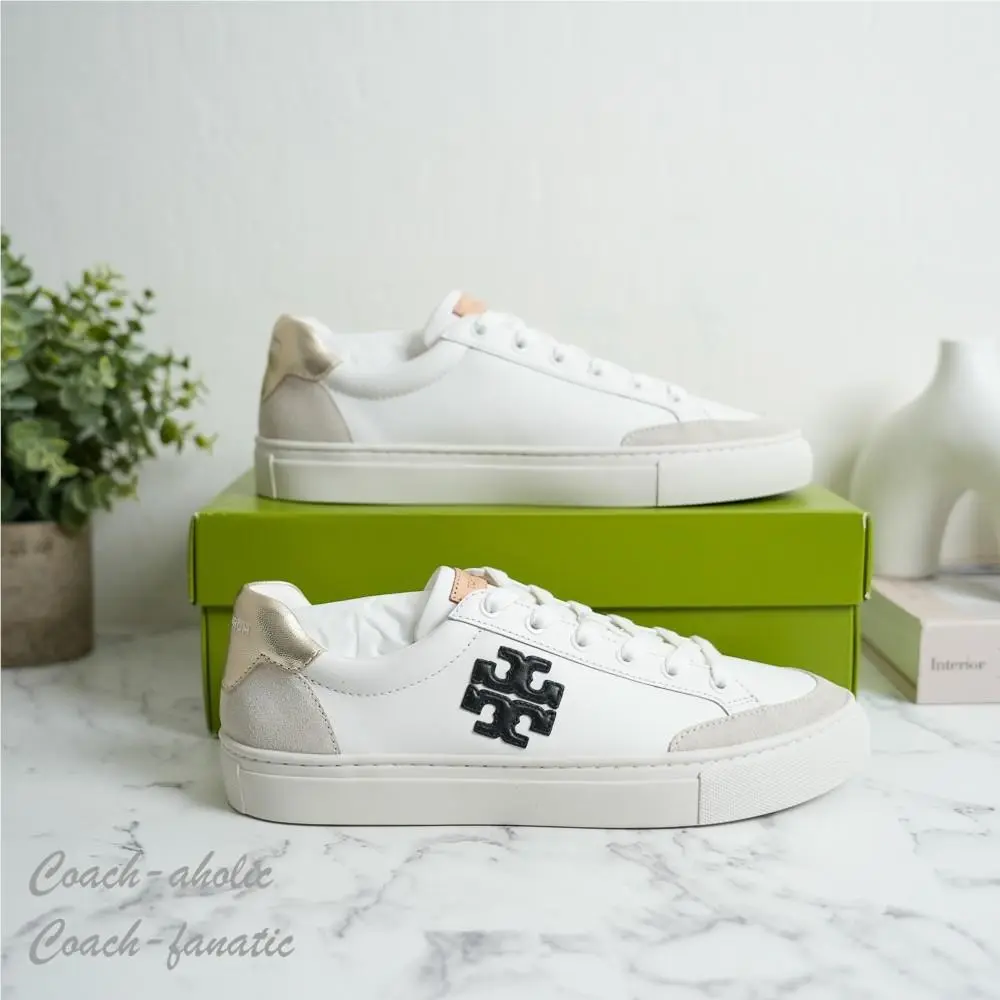 Tory Burch shoes - Tory Burch Color Block Signature T-Logo - 161131 - Snow White/Gold/Calcare 9
