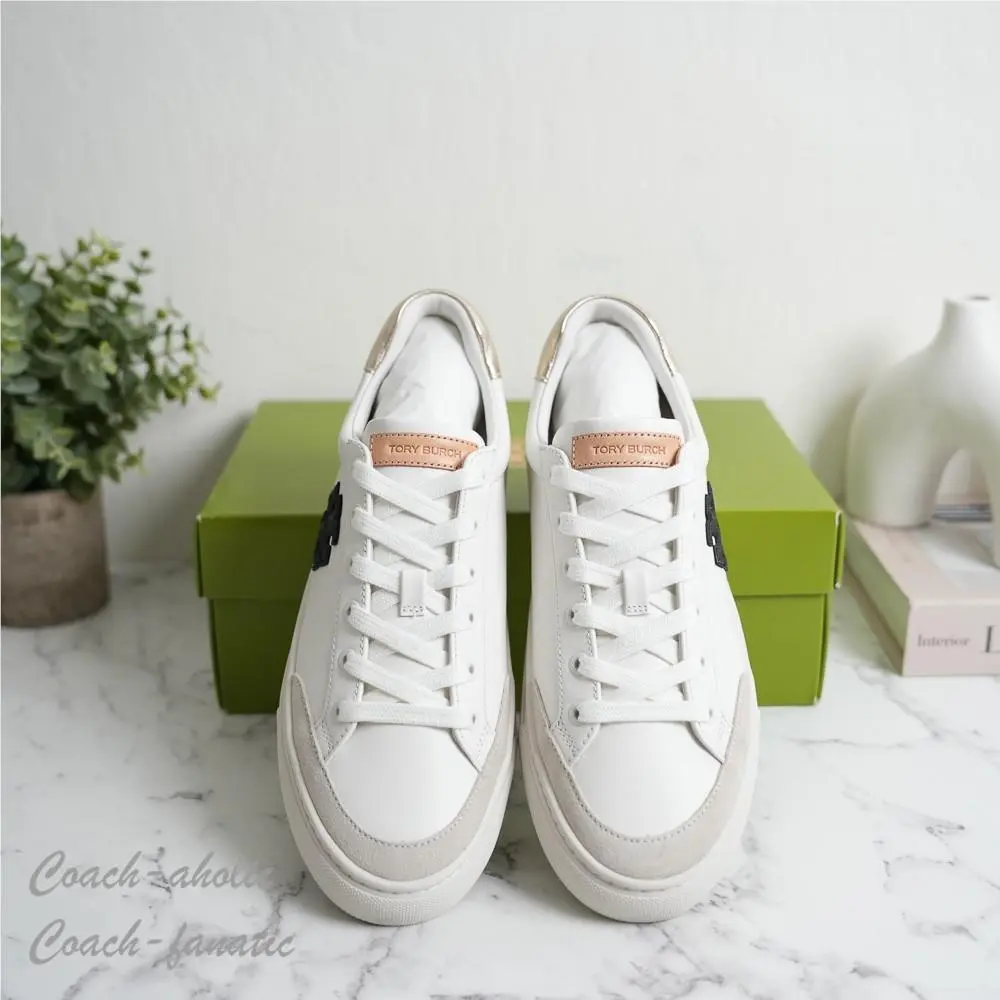 Tory Burch shoes - Tory Burch Color Block Signature T-Logo - 161131 - Snow White/Gold/Calcare 10